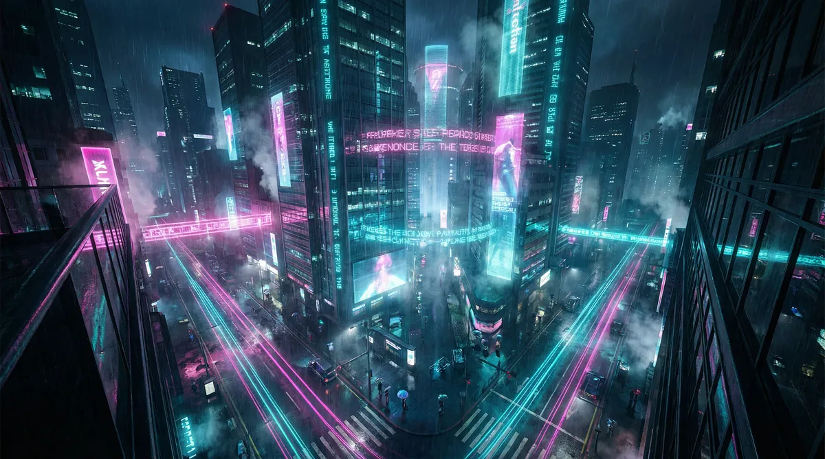 酷客影视在线观看 竖屏短剧平台首页背景 - 赛博朋克都市夜景
